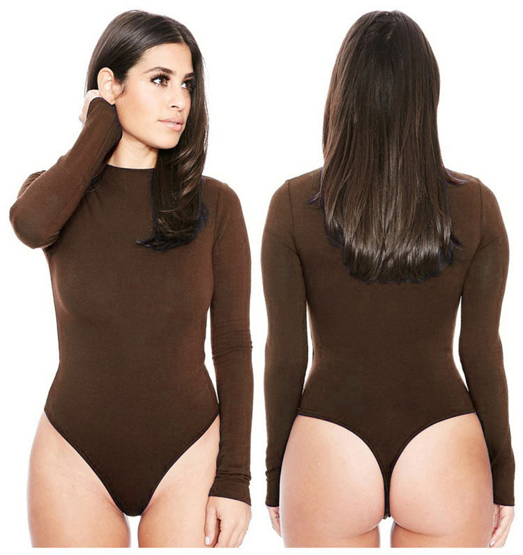 Women's Long Sleeve Bodysuit - Crew Neck Tight Fit Jumpsuit | Bella Mia