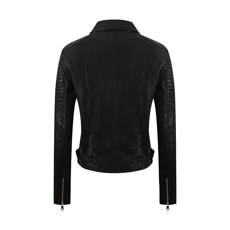 Women's PU Leather Motorcycle Jacket - Slim Fit Biker Coat | fash-ique