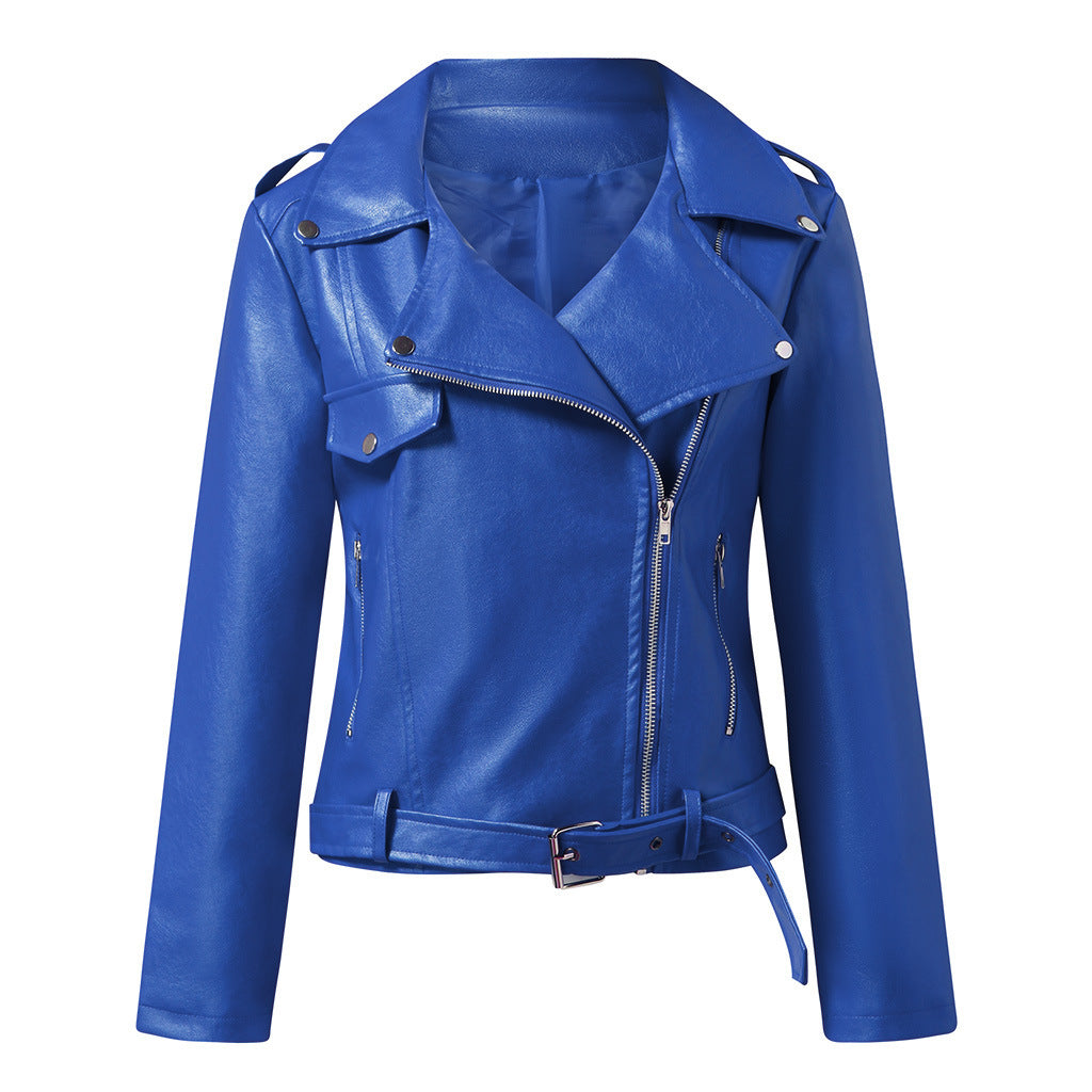 Women's Leather Motorcycle Jacket - Slim Fit Winter Coat with Plus Sizes