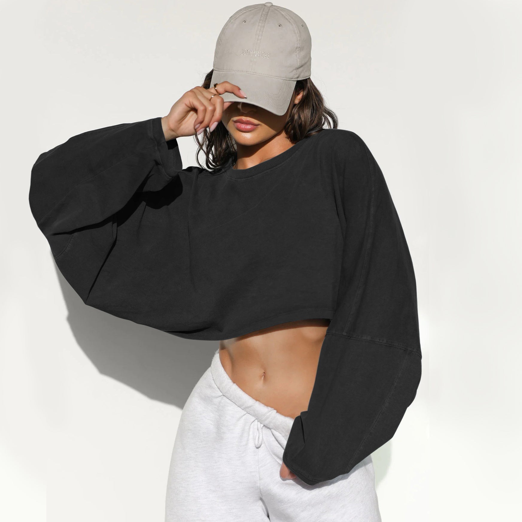 Women's Long Sleeve Crop Top | Active Comfort Sweatshirt