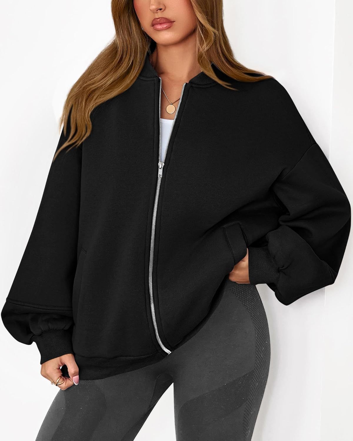 Zip Sweatshirt Jacket Casual Long Sleeve Pilot Coat