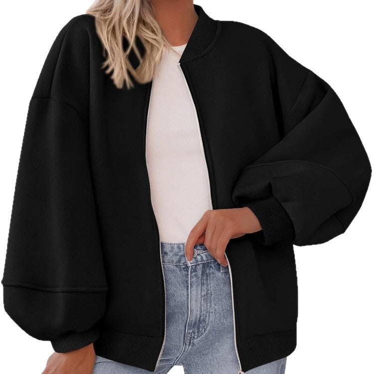 Zip Sweatshirt Jacket Casual Long Sleeve Pilot Coat
