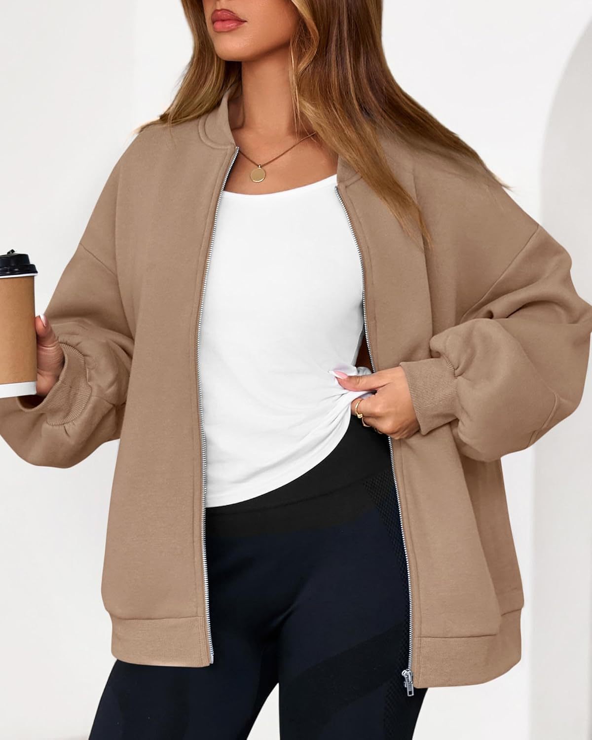 Zip Sweatshirt Jacket Casual Long Sleeve Pilot Coat