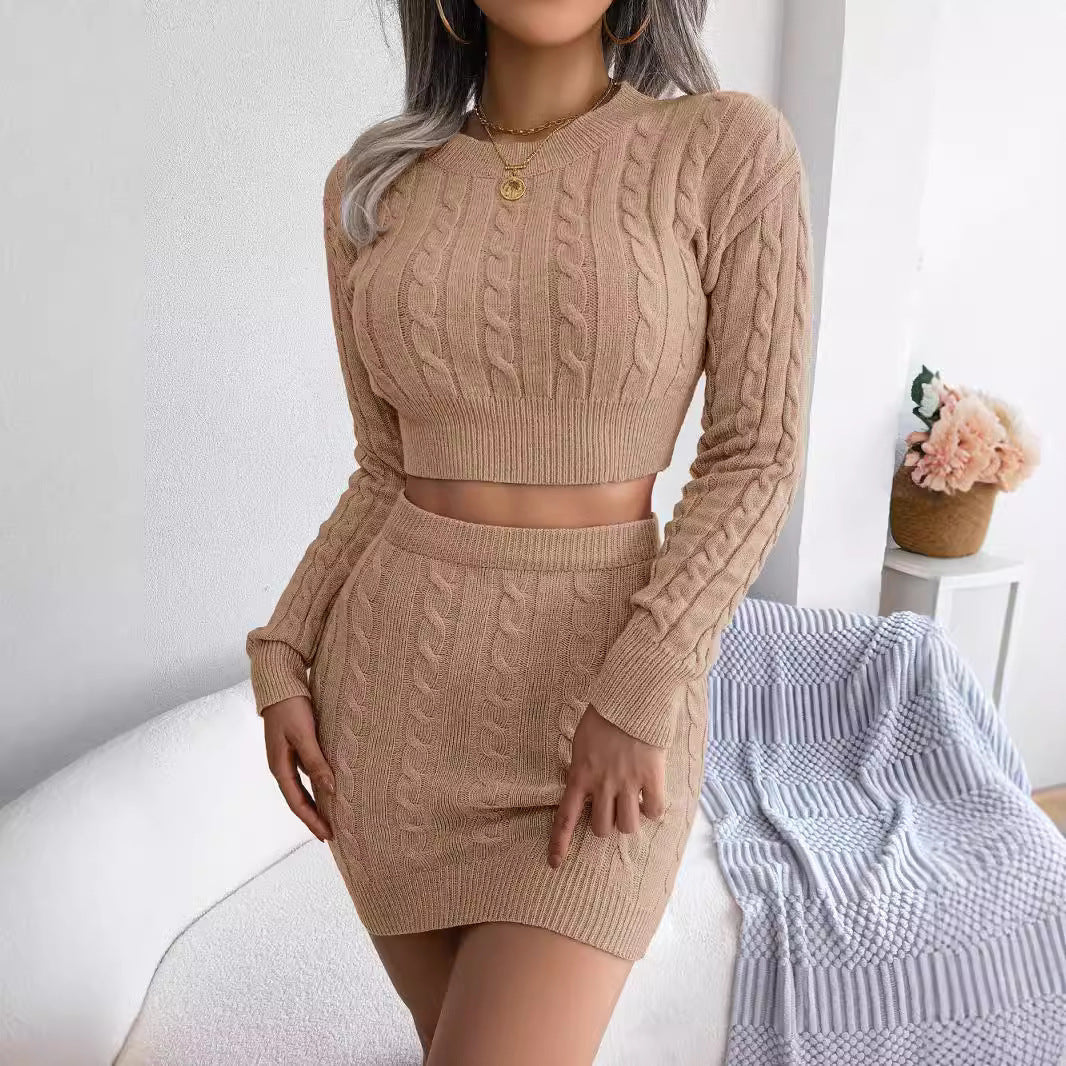 Women’s knit sweater and skirt set