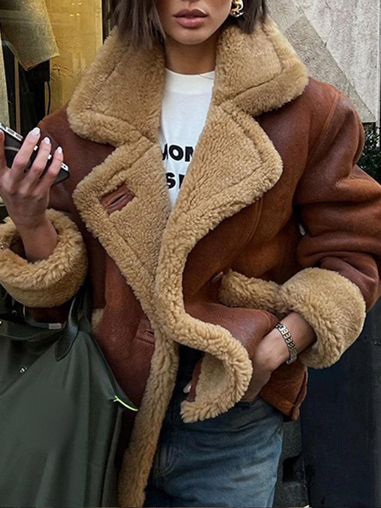 Cozy Cowgirl Lamb's Wool Jacket - Stylish Casual Outerwear | fash-ique