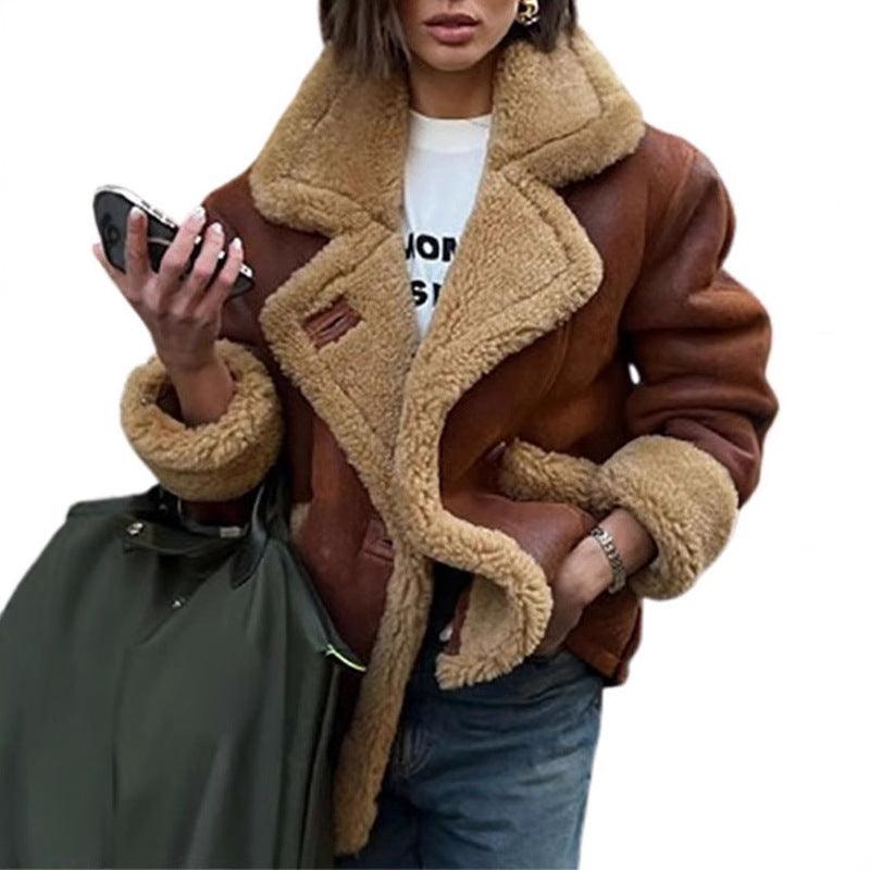 Cozy Cowgirl Lamb's Wool Jacket - Stylish Casual Outerwear | fash-ique