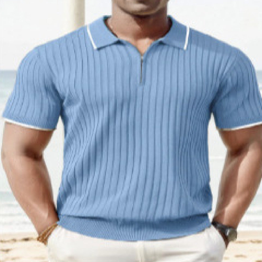 Fashion Men's Polo Shirt V-neck Business T-shirt