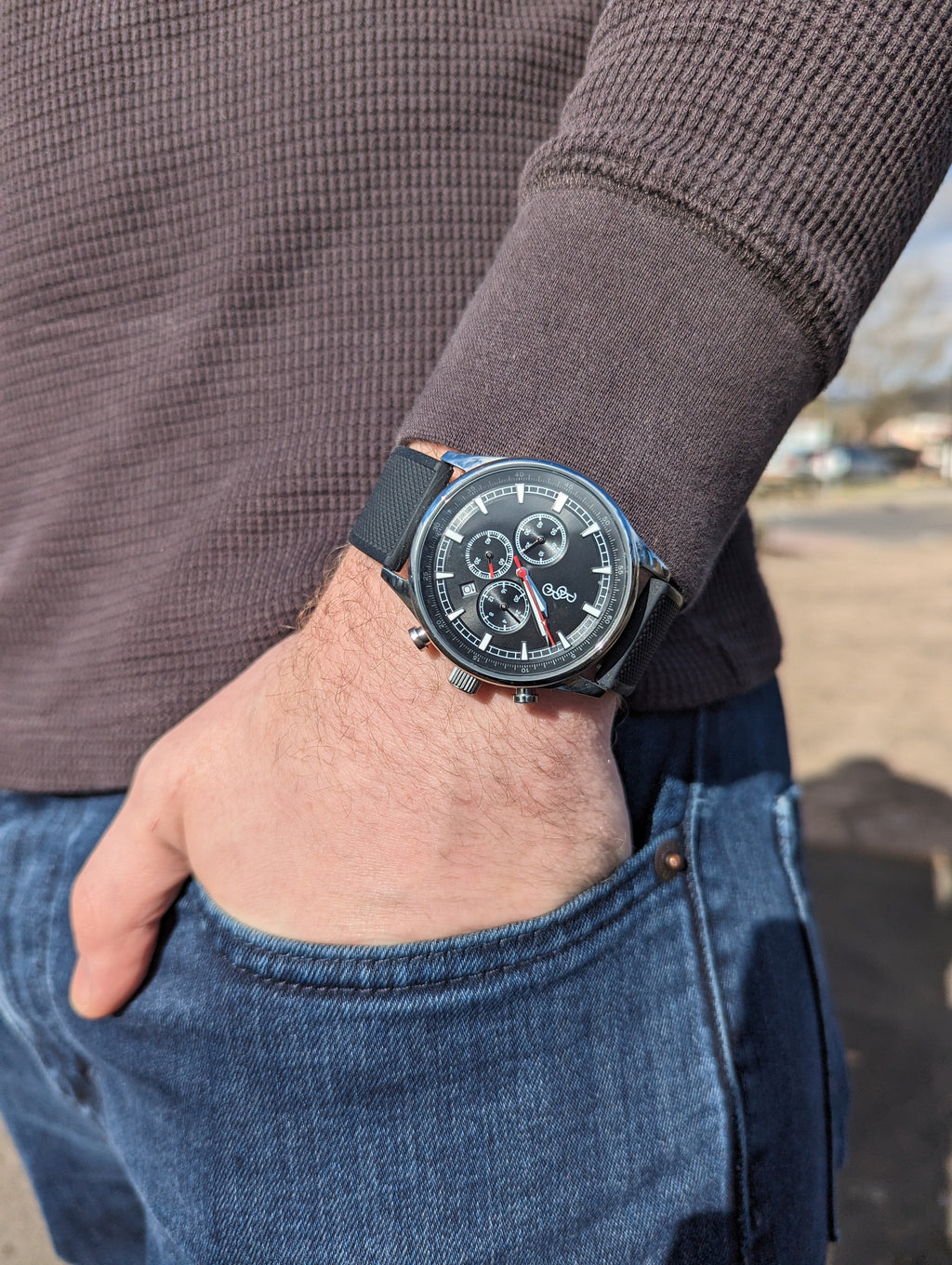 Men's Black Sport Chronograph Watch - Water Resistant | fash-ique
