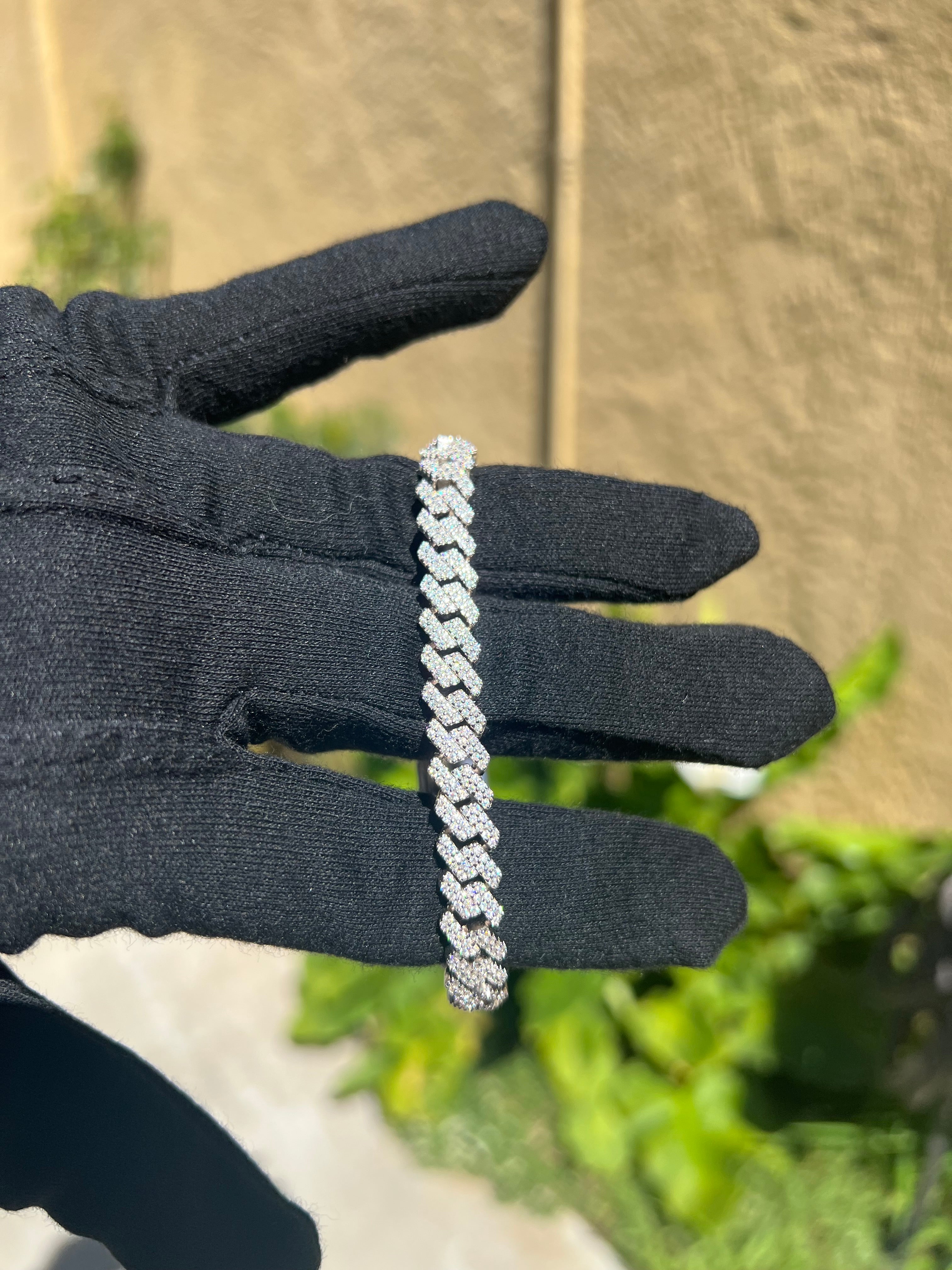 8MM Moissanite Cuban Bracelet in Solid 925 Silver