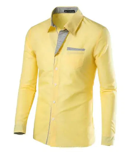 VXO Men's Smart Casual Shirt | Patchwork Cotton Blend Long Sleeve
