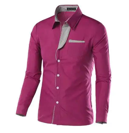 VXO Men's Smart Casual Shirt | Patchwork Cotton Blend Long Sleeve