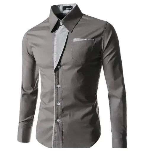 VXO Men's Smart Casual Shirt | Patchwork Cotton Blend Long Sleeve