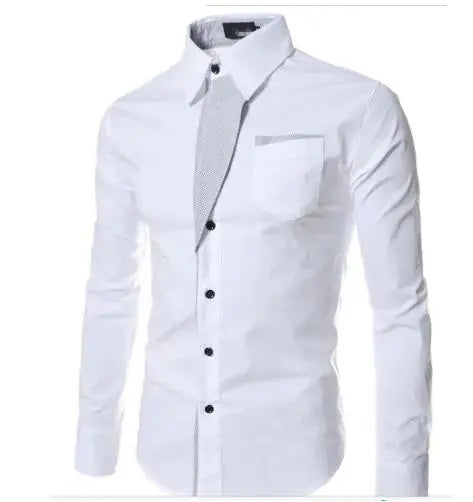 VXO Men's Smart Casual Shirt | Patchwork Cotton Blend Long Sleeve