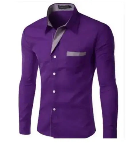 VXO Men's Smart Casual Shirt | Patchwork Cotton Blend Long Sleeve