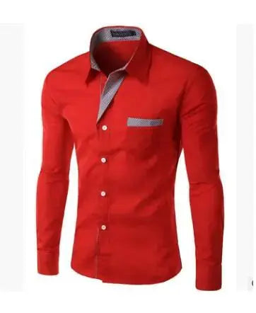 VXO Men's Smart Casual Shirt | Patchwork Cotton Blend Long Sleeve