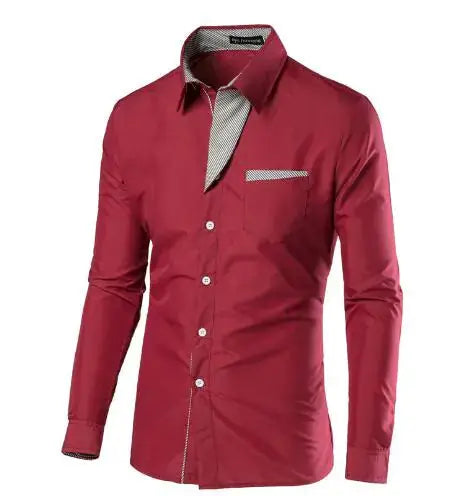 VXO Men's Smart Casual Shirt | Patchwork Cotton Blend Long Sleeve