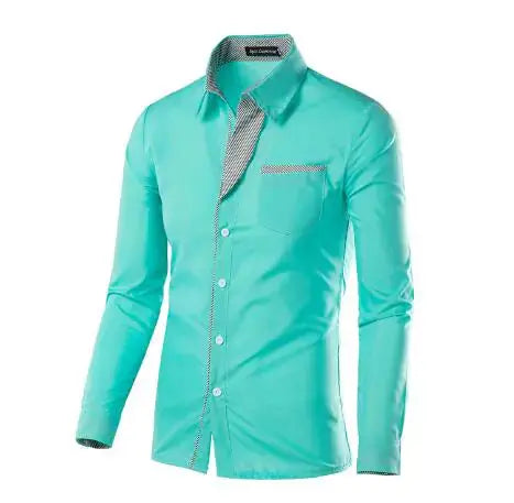 VXO Men's Smart Casual Shirt | Patchwork Cotton Blend Long Sleeve