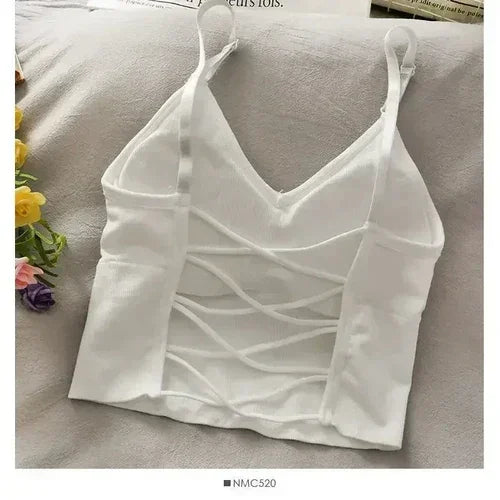 Women's Tank Top with Built-in Bra - Solid Color Cami | fash-ique