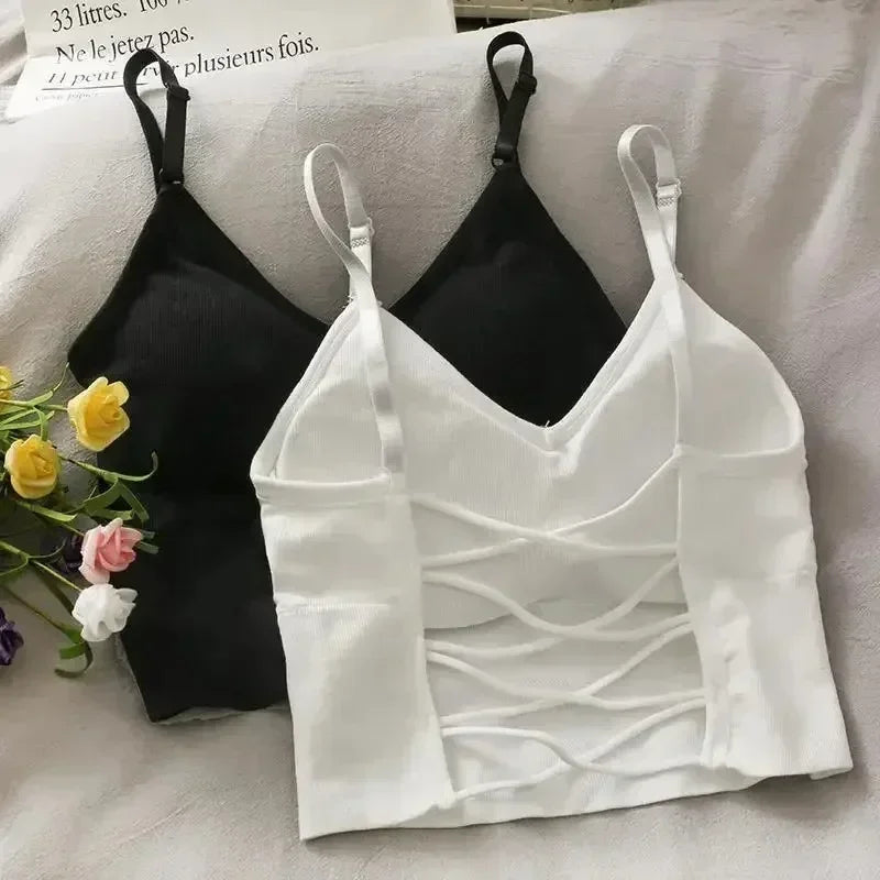 Women's Tank Top with Built-in Bra - Solid Color Cami | fash-ique
