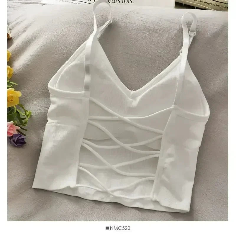 Women's Tank Top with Built-in Bra - Solid Color Cami | fash-ique