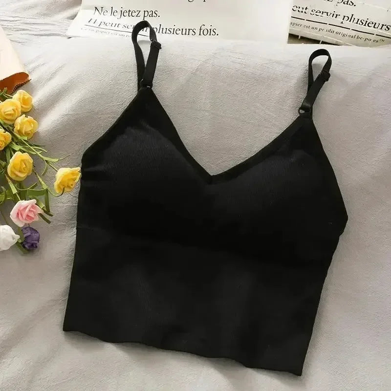 Women's Tank Top with Built-in Bra - Solid Color Cami | fash-ique