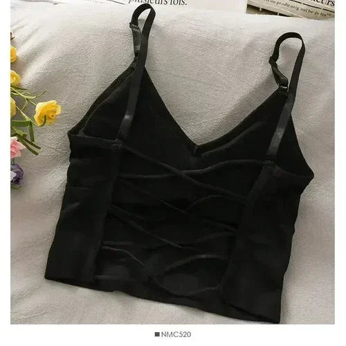 Women's Tank Top with Built-in Bra - Solid Color Cami | fash-ique