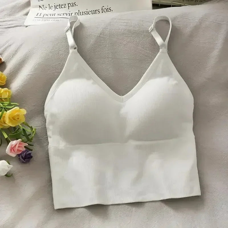 Women's Tank Top with Built-in Bra - Solid Color Cami | fash-ique