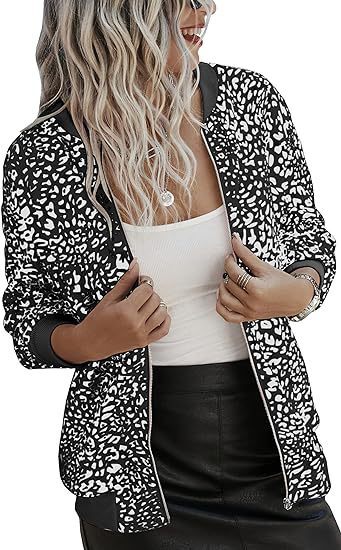 Women's Casual Bomber Jacket - Zipper Stand Collar Short Coat