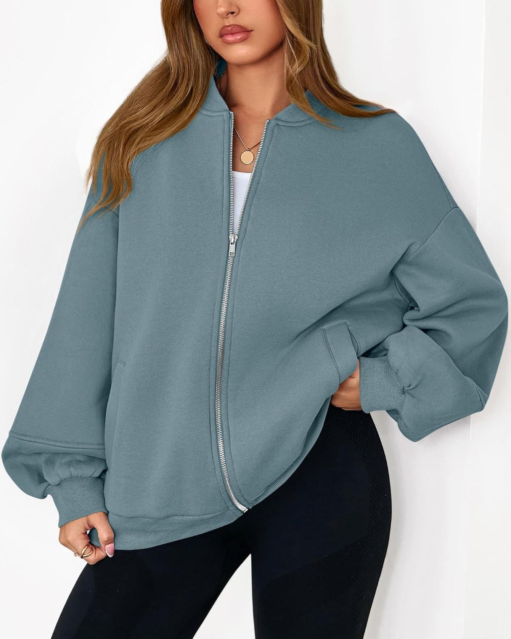 Zip Sweatshirt Jacket Casual Long Sleeve Pilot Coat