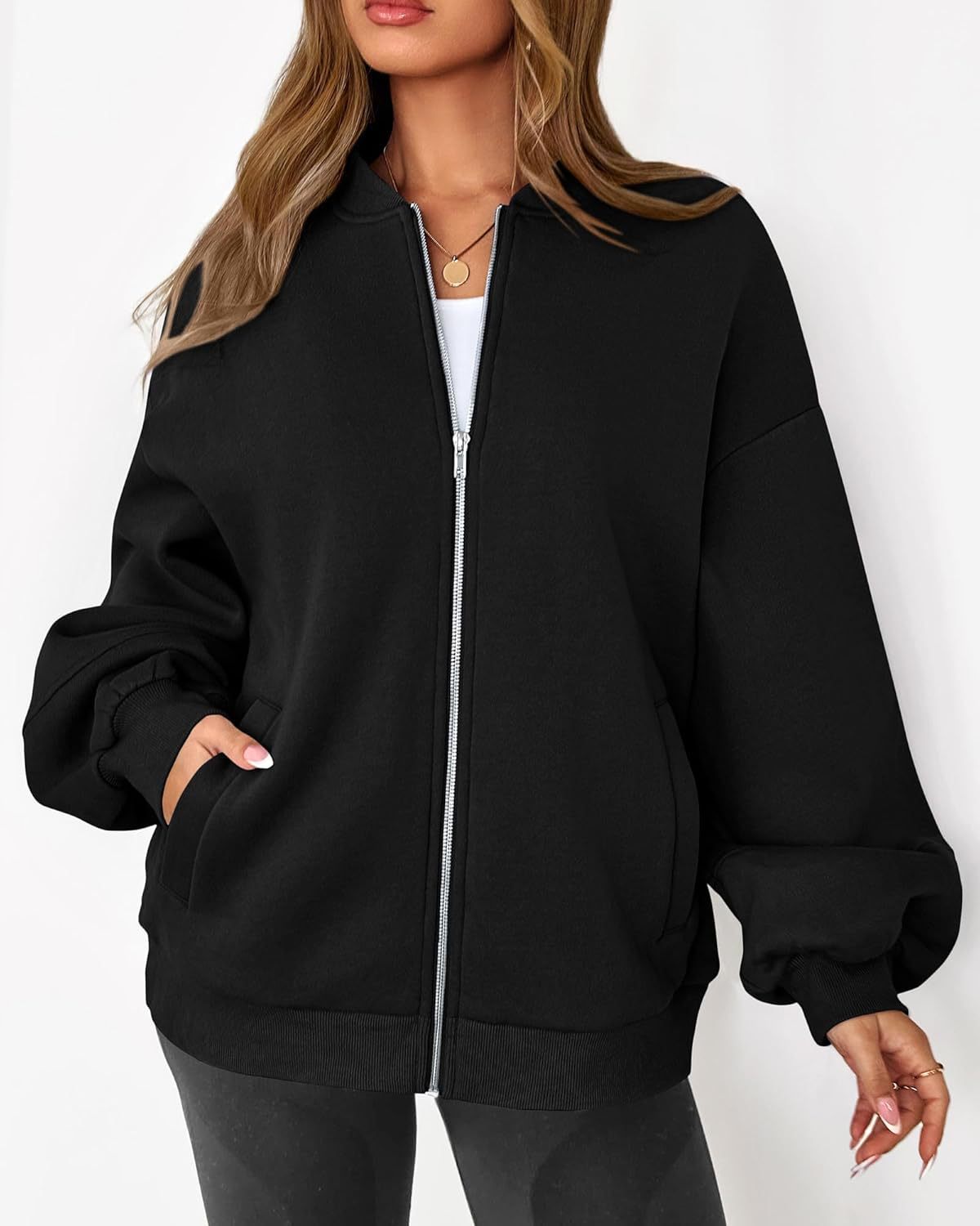 Zip Sweatshirt Jacket Casual Long Sleeve Pilot Coat