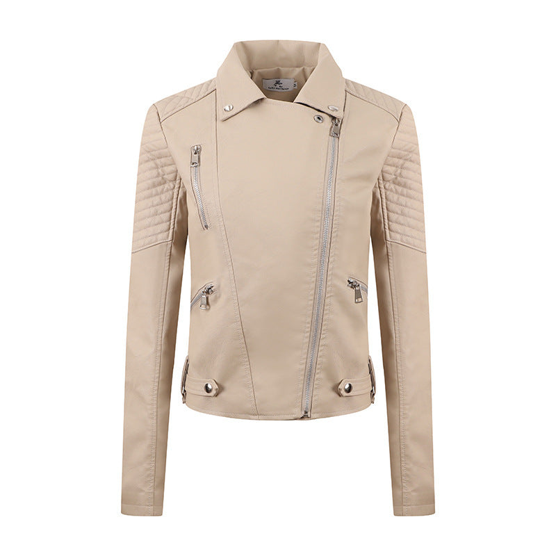 Women's PU Leather Motorcycle Jacket - Slim Fit Biker Coat | fash-ique