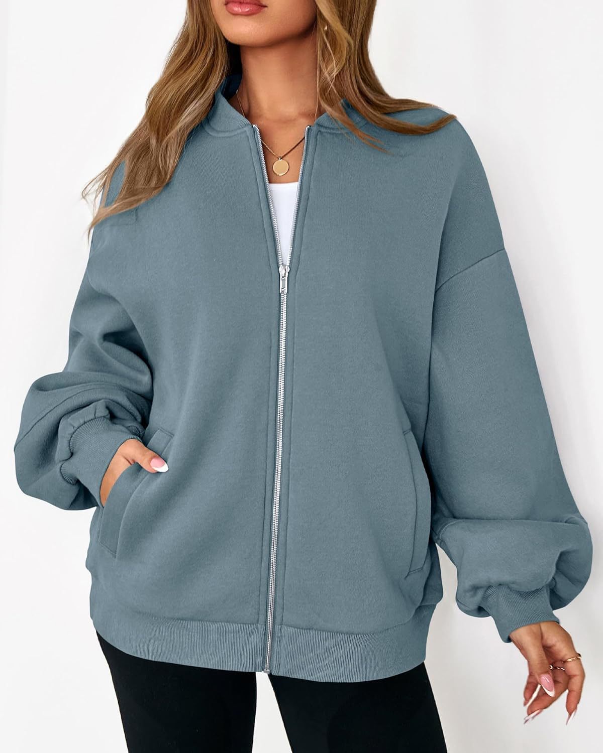 Zip Sweatshirt Jacket Casual Long Sleeve Pilot Coat