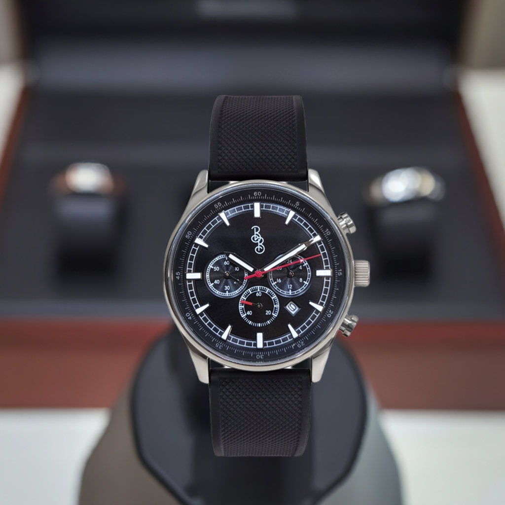 Men's Black Sport Chronograph Watch - Water Resistant | fash-ique